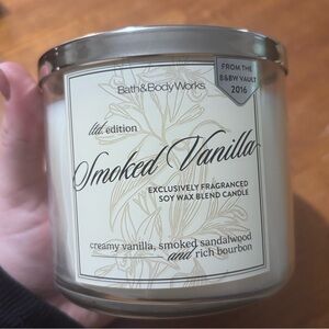 Bath & Body Works Smoked Vanilla Candle - Cream and Silver
